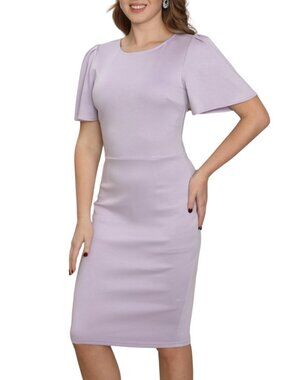 Women's Short Sleeve Sheath Midi Dress Elegant Fitted Modest Cocktail Dress - XL